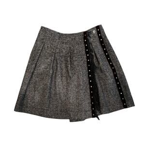 Vintage Sabine Sommeregger 100% Wool Pleated Wrap Skirt Womens 40 / US 8